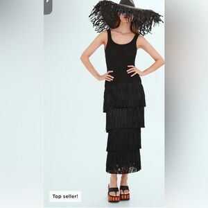 Mango Knitted dress with fringe design